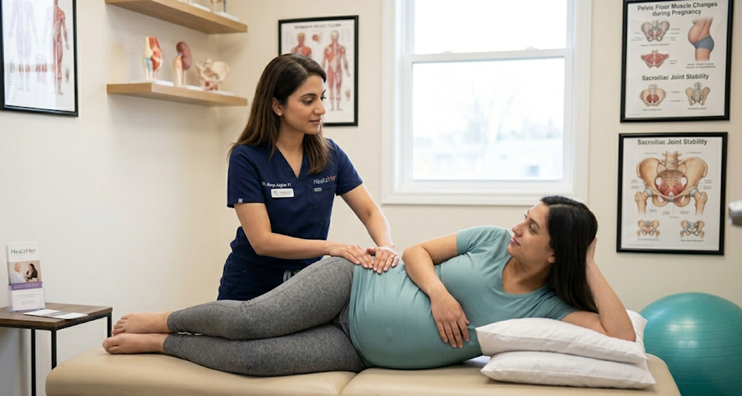 Pregnancy physiotherapy session with Dr. Marya Asghar at HealzHer | treating back pain, SPD and pelvic floor issues during pregnancy